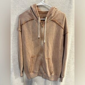 American Eagle Outfitters Tan Zip-Up Hoodie